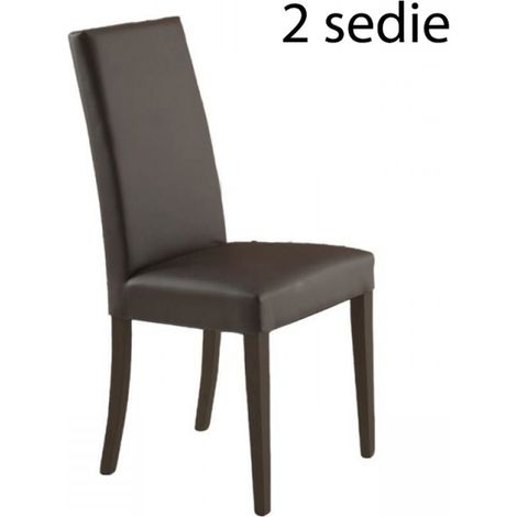 Set 2 Sedie in Ecopelle Imbottite per Sala da Pranzo o Salotto Marroni (1/2)