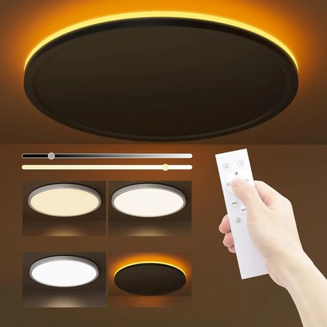 Plafonnier LED rond avec télécommande, lampe plafond dimmable 3000K-6500K, éclairage moderne réglable pour chambre cuisine (1/5)