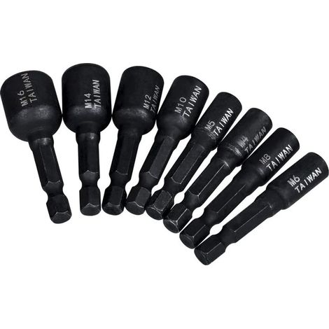 GDHZS- 8Pcs Adaptateur Douille de Taraud à 1/4" Tige Hexagonale Machine à Tarauder Carré Adaptateur de Taraud Douille Filetée M4/M5/M6/M8/M10/M12/M14/M16 pour Tournevis Pneumatique Perceuse Électriqu (1/5)
