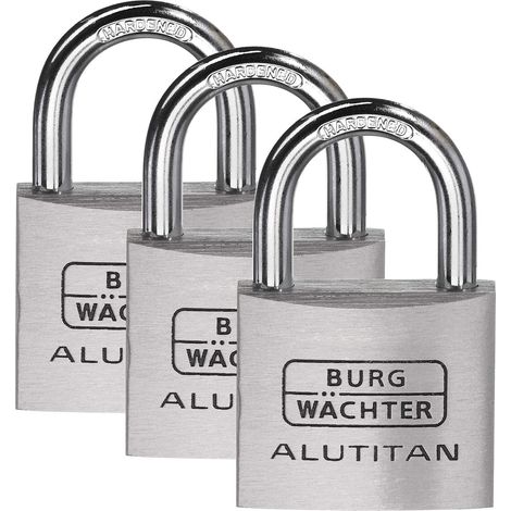 BURG-WÄCHTER TRIO 770 40 SB - SET DI 3 LUCCHETTI CON 4 CHIAVE, SPESSORE ARCO 6,5 MM, SERRATURA IN ALLUMINIO MASSICCIO, INTERNO A (1/4)