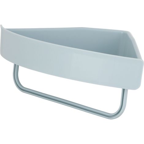 Étagère d'angle de douche pour salle de bain, grande capacité, gain de place, fixation murale, pour salle de bain, cuisine, toilettes, carrée, bleu clair (1/5)