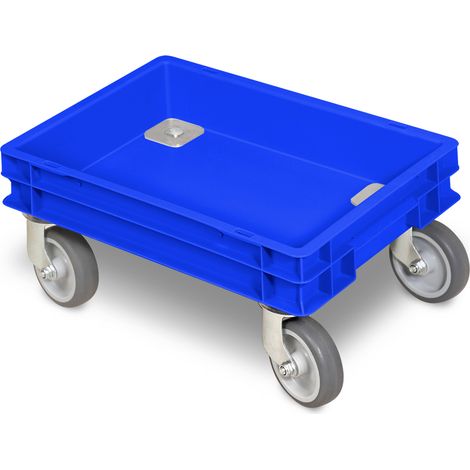 BRB Rollkasten für 400x300mm Eurobehälter, graue Gummiräder, TRG 100 kg, blau (1/2)
