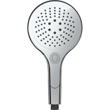 Pommeau de douche Basic, Pommeau de douche 5 jets, pommeau de douche universel avec embout standard 1/2", nettoyage facile du calcaire, Plastique chromé de haute qualité, ø12 cm, brillant