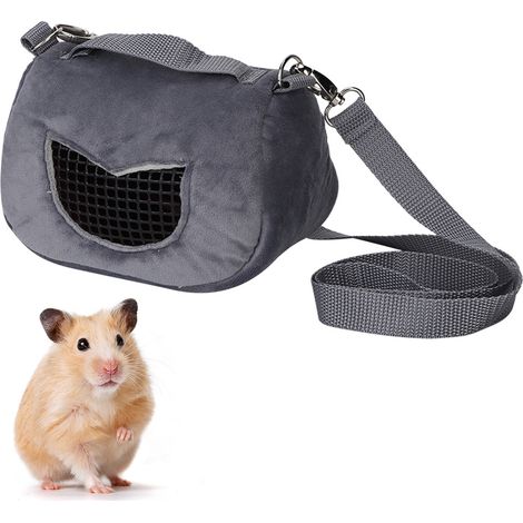 Sac Portable Respirant pour Hamster en Flanelle Grise, pour Cochon d'Inde, Écureuil et Chinchilla (1/5)