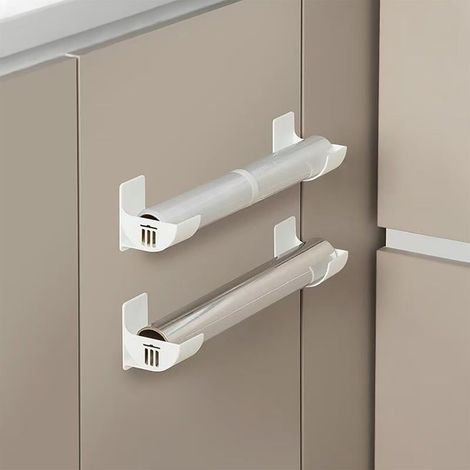 Lot de 4 étagères de rangement de cuisine sans perçage avec crochets adhésifs, support mural pour sacs d'épicerie, porte-sacs poubelle, emballages, support de suspension pour l'organisation de la (1/5)