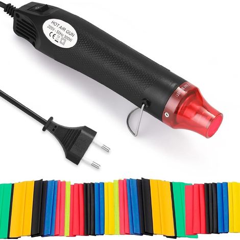 Mini Pistolet à Air Chaud, 200℃ Décapeur Thermique avec 328 Gaine Thermorétractable Heat Tool Mini Pistolet à air pour Gaufrage, Gaines thermorétractable, Epoxy, Emballage Rétractable (1/5)