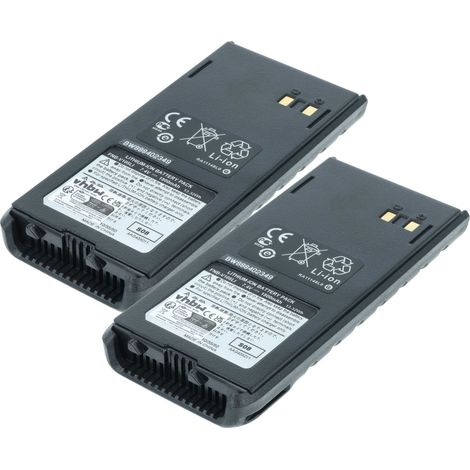 vhbw 2x Batterie compatible avec Yaesu HX380, HX280S, HX280E, HX280 radio talkie-walkie (1800mAh, 7,4V, Li-ion)