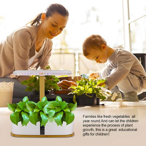 Sistema de cultivo hidropónico de interior, 10 cápsulas, lámpara de cultivo LED de espectro completo de 20 W y 72 LED, altura ajustable, bomba inteligente silenciosa, kit de germinación para verduras,