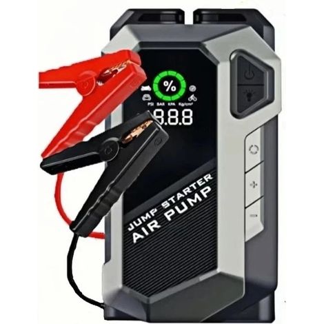 TrAdE Shop Traesio - Avviatore Di Emergenza Per Auto Portatile Con Compressore D'aria Torcia Power Bank 4in1 - (1/5)