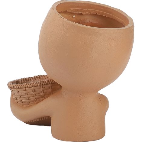 Pot de Fleur Visage Double Créatif en Résine pour Décor Mannequin
