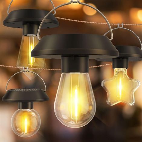 4er-Set tragbare Solar-LED-Lampen für Camping und Zelte, Stimmungsleuchten aus Wolfram mit Haken, wasserdicht, Hängeleuchten für die Terrasse (1/5)