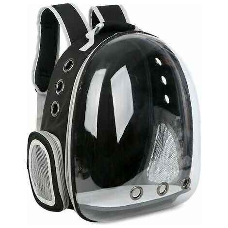 Sac à Dos Transparent Panoramique Portable (Noir) pour Chats et Chiens (1/5)