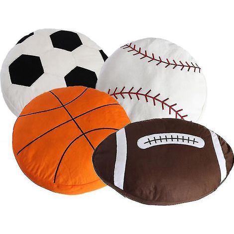 Ballon de basket-ball, de baseball, de rugby, de football et de soccer - Coussin décoratif en peluche pour la maison, le bar ou le café - Jouet d'hiver - Football (1/3)