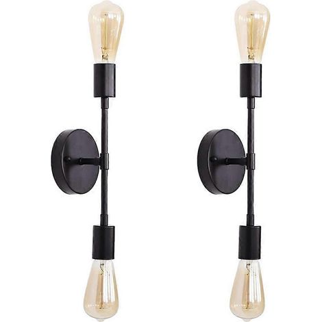 Applique murale double tête, style américain, style industriel, LED noire, idéale pour les couloirs et les chambres. (1/5)