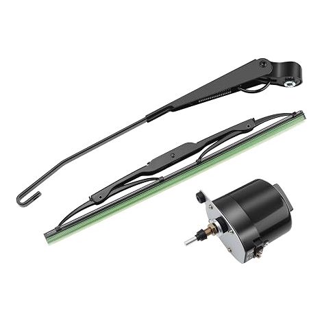 KAOLALI Moteur d'essuie-glace universel 12 V 105° avec bras d'essuie-glace pour tracteurs, camping-cars, caravanes, bateaux de pêche, tracteurs