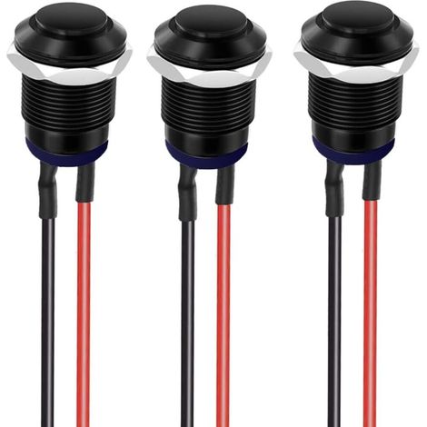 3er vorkonfektionierte IP65 wasserdichte Drucktaster, Aluminiumlegierung, Ein-Aus 12mm 2A, selbstverriegelnd (1/5)