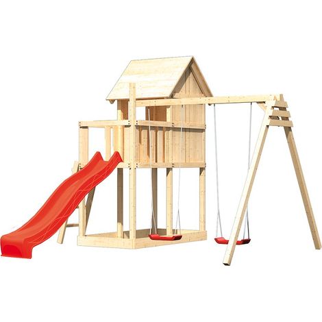 Akubi Stelzenhaus Frieda natur Rutsche rot+DS+ABP