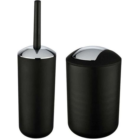 Cestino da bagno Ulisem da 6 litri con scopino per WC, accessorio per il bagno, colore nero, Brasile.