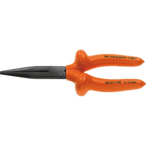 FACOM Flachrundzange 1000V isoliert 200 mm, lange gerade Backen (1/3)