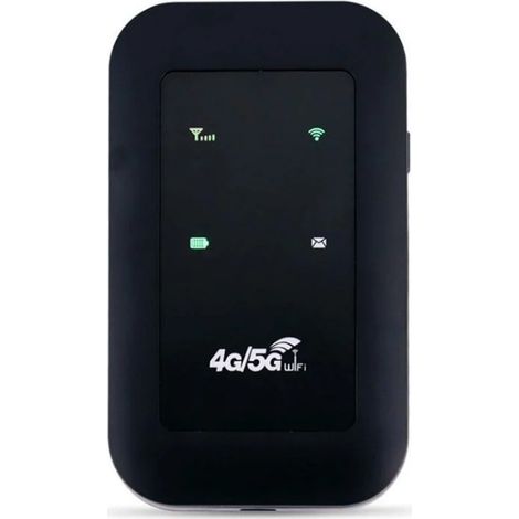 Routeur 4G Portable - Affichage LED - Batterie 2100 mAh - Jusqu'à 10 Appareils - Compatible Carte SIM Standard - Pour Voiture et Intérieur - Noir
