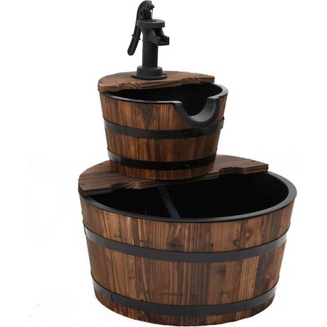 Fuente de agua con bomba madera maciza de abeto 44,5x44,5x58 cm vidaXL