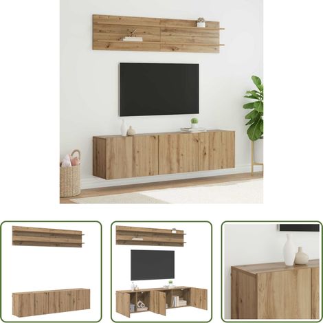 Meuble tv bois - Unites TV Montage mural 6 pcs chêne artisanal Bois d'ingénierie (1/5)