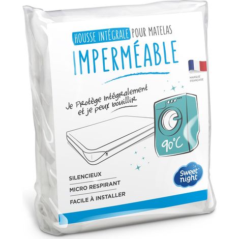 Sweet Night – Housse intégrale imperméable pour matelas 200x200 cm – Lavable à 90°C – Protection anti-acariens et anti-tâches – Fermeture à glissière