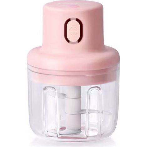 Hachoir à ail électrique rose, broyeur d'oignons de 250ml avec 3 lames pour chili, viande et gingembre (1/5)