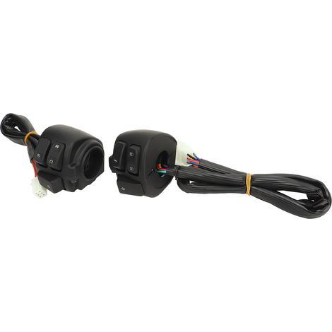 Paire d'interrupteurs de guidon moto 25mm 12V, commande clignotants, klaxon, feux de croisement/route, pour motos et scooters. (1/5)
