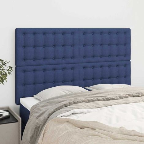 vidaXL Tête de lit Bleu 144x5x118/128 cm Tissu (1/5)