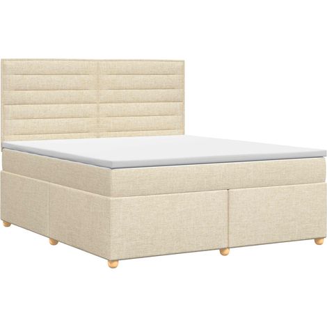 Maison Exclusive - Letto box spring con materasso Crema 140 x 190 cm Tessuto (1/5)