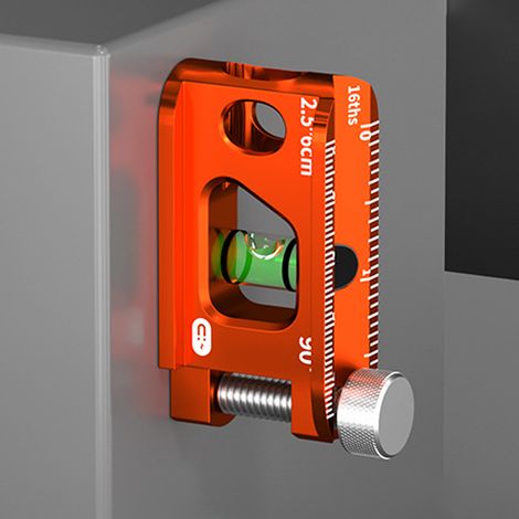 Niveau à bulle miniature orange massif de 6 cm (2,5 pouces), haute précision, petit format avec aimant, en aluminium moulé massif, ultra-compact, nouveau modèle haut de gamme pour l'exportation. (1/5)
