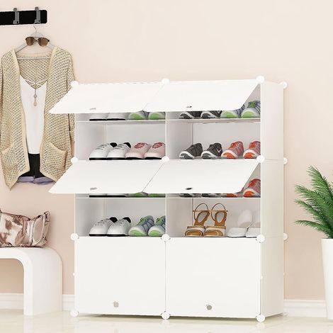 Tragbare Schuhaufbewahrung, weiß, modulares, platzsparendes Regal, Schuh- und Stiefelregale