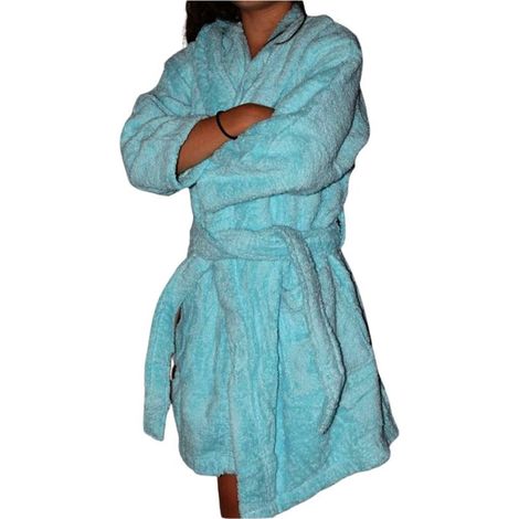Peignoir en coton Bio enfant, coloris lagon, Taille 8 ans (1/2)