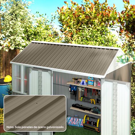 Juego de 12 Paneles para Tejado de Acero Galvanizado 7m² para Caseta de Herramientas Cobertizo 129x45cm Marrón (1/5)