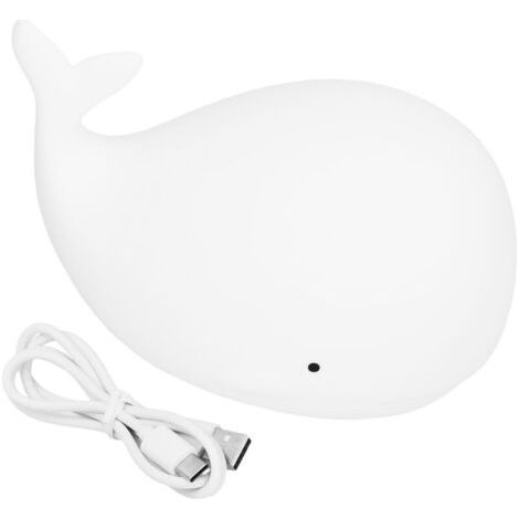 Veilleuse en Silicone avec chargeur USB, lampe de robinet en forme de baleine mignonne avec 3 Modes d'éclairage, fonction de synchronisation 3H, blanche (1/5)