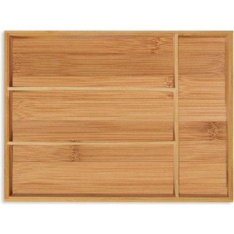 Range-Couvert - 4 Compartiments - Bambou - Pour Tiroir Cuisine - 5 x 26 x 35,5 cm (1/5)