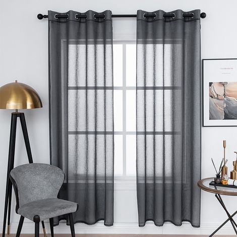 2 Rideaux, Voilage, Œillets antirouille, Polyester 100%, Filtrant lumière, Chambre Salon (1/5)