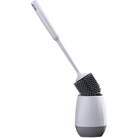 Brosse WC, Brosse de Toilette en Silicone, Balayette WC en Silicone Antibactérienne à Séchage Rapide, Brosse Toilettes à Manche Long, Montage Mural/au Sol (1/4)