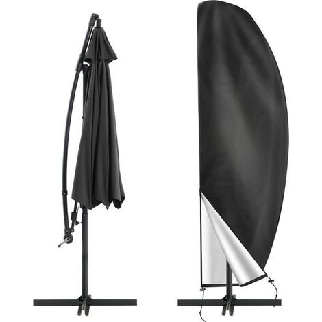 Housse pour parasol déporté 2–4 m, 265 × 40/70/50 cm Tissu Oxford 210D imperméable et résistant aux UV, noir (1/5)