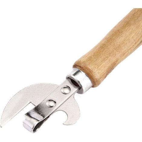 Dosenöffner mit Holzgriff, Dosenöffner aus Edelstahl, praktischer Bierdosenöffner (1/5)