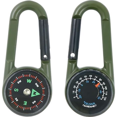 Boussole Thermomètre 3 En 1 Mousqueton Tactique Porte-Clés Pour Camping, Randonnée, Voyage (1/5)