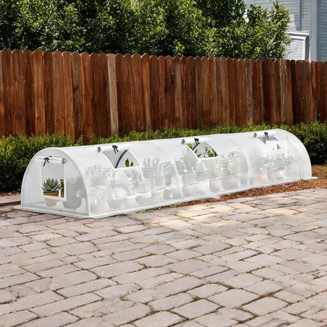 Serre de jardin coloris blanc en acier plastique 300 x 80 x 45 cm (1/5)
