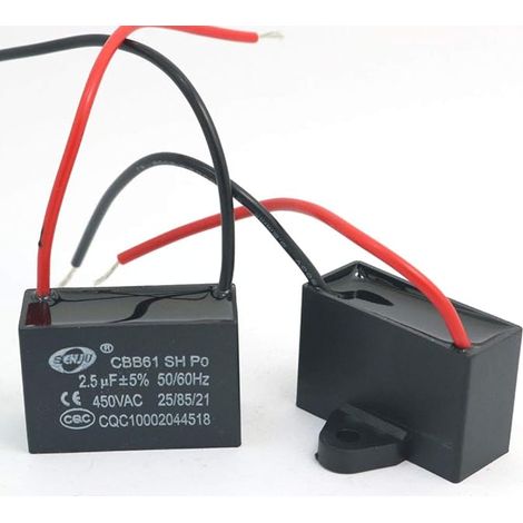 2 condensateurs de courant pour moteur de ventilateur CBB61 450 V CA 50/60 Hz, 2,5 µF (1/3)