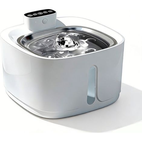 Katzenbrunnen kabellos 3,2 L, Trinkbrunnen für Katzen aus Edelstahl, mit Akku, Sensor, 3 Modi und leiser Pumpe, Weiß (1/5)