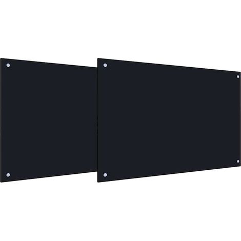 Kitchen Backsplash 2 pcs Black 90 x 50 cm Tempered Glass vidaXL