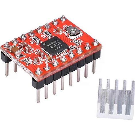 Module de commande de moteur pas à pas A4988 avec dissipateur thermique - 2 cartes rouges pour imprimante 3D (1/5)