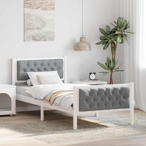 Cadre de lit avec tête de lit-Structure de lit avec panneau de lit Gris clair 90 x 190 cm Pin massif 250488 (1/5)