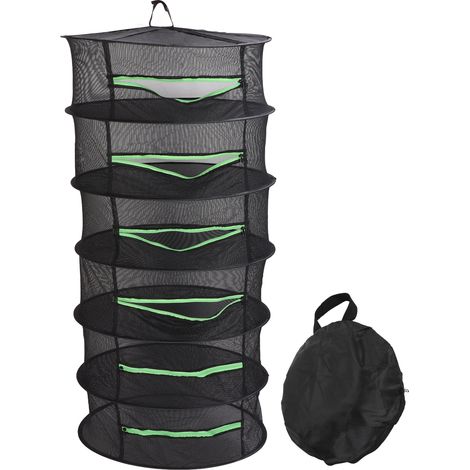 Séchoir à herbes pliable avec filet aéré et anneaux à fermeture éclair pour plantes de jardin (1/5)