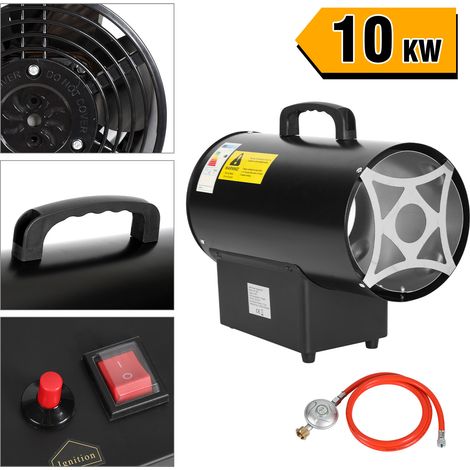 Jiubiaz Canon à chaleur gaz GPL 10 kW, chauffage de chantier soufflant 320 m³/h, pour atelier garage entrepôt, surface jusqu’à 150 m² (1/5)